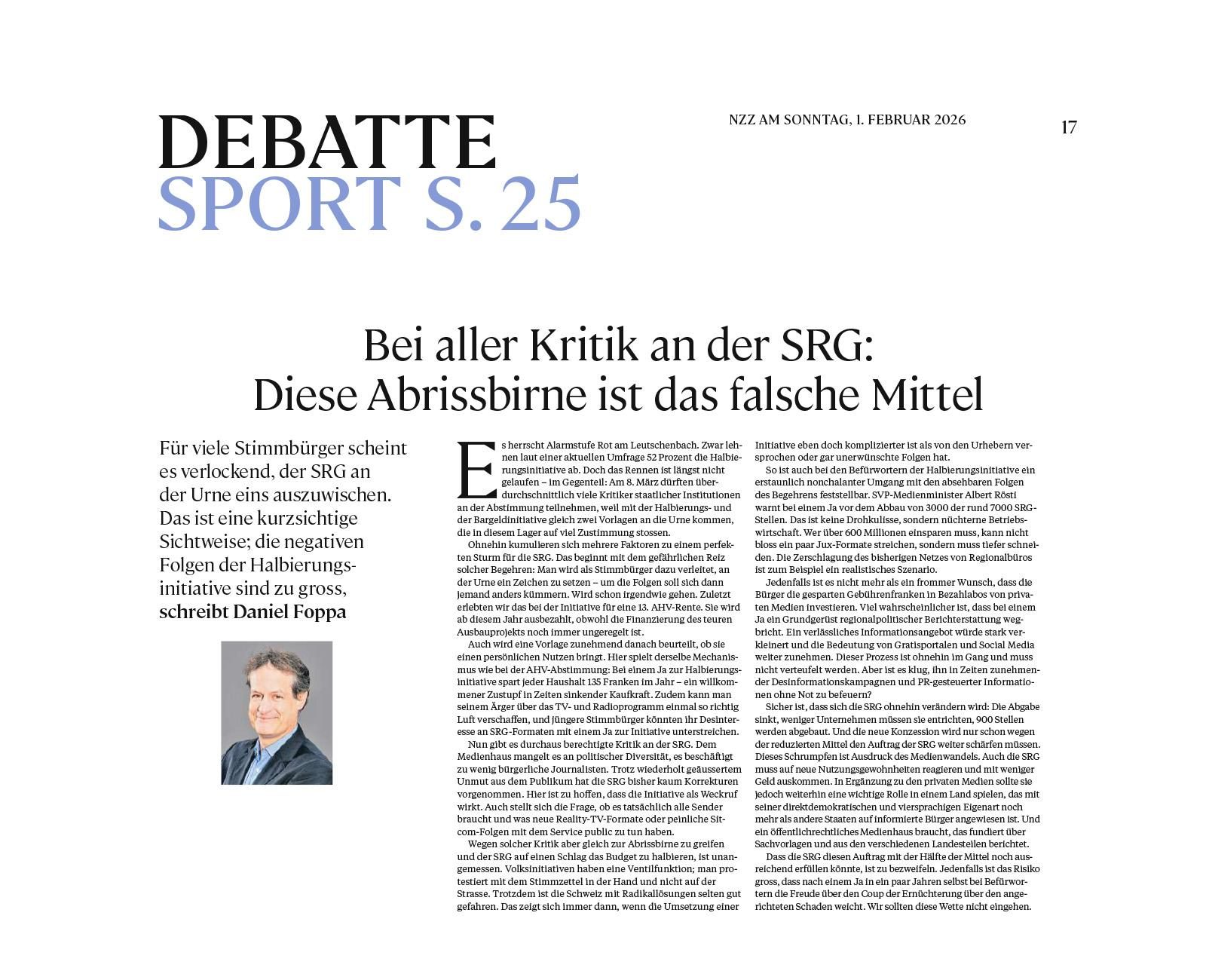 Bei aller Kritik an der SRG- Diese Abrissbirne ist das falsche Mittel