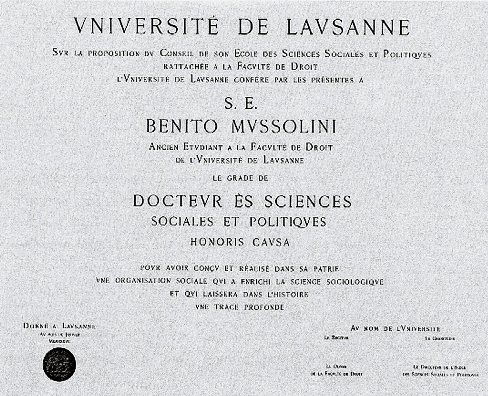 Mussolini bleibt Ehrendoktor der Universität Lausanne_ta_20160314_0_0_6